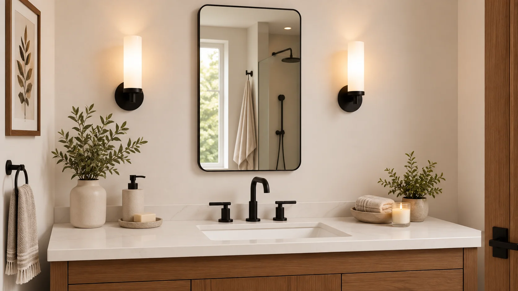 24 x 36 bathroom mirror installed above a vanity