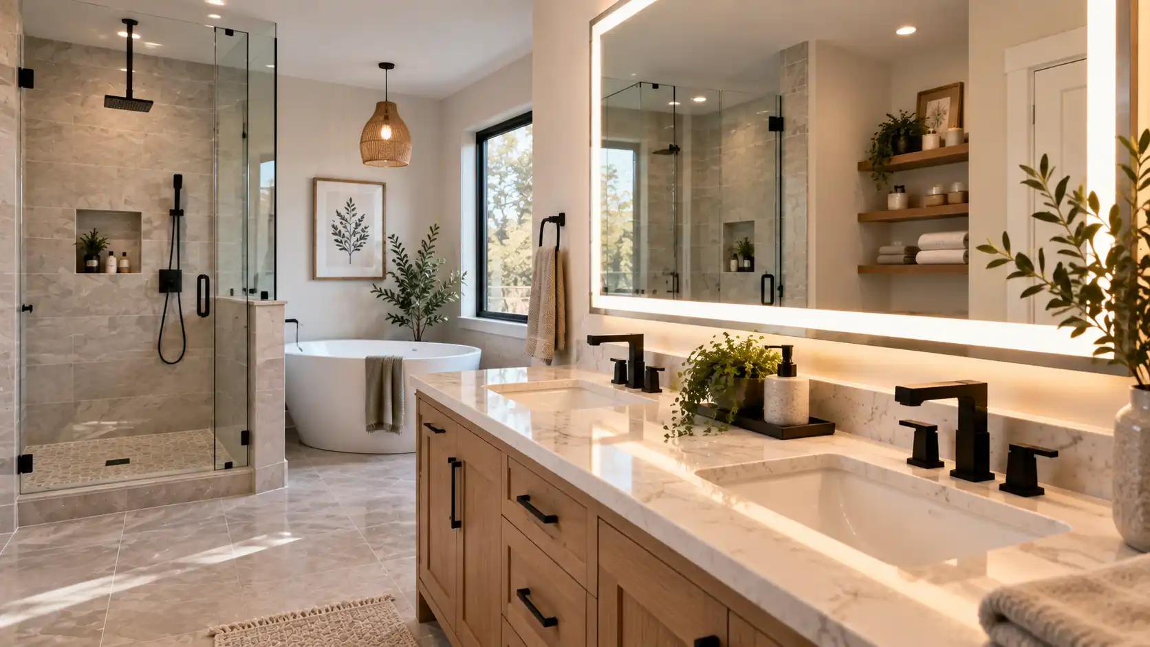 Custom bathroom mirror design installed during a Rochester NY bathroom remodel