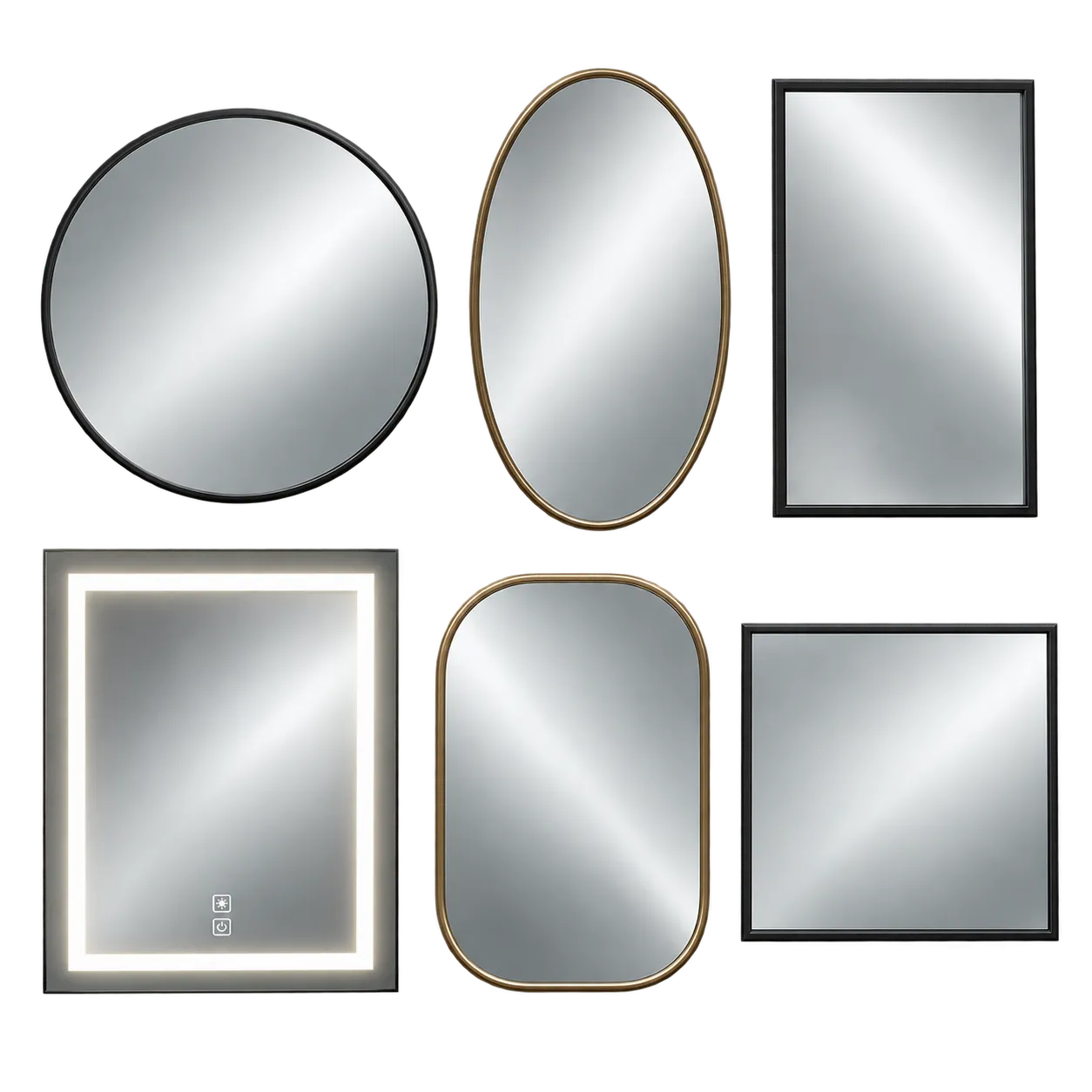 Different shaped mirrors for bathroom remodeling including round oval square and rectangular designs