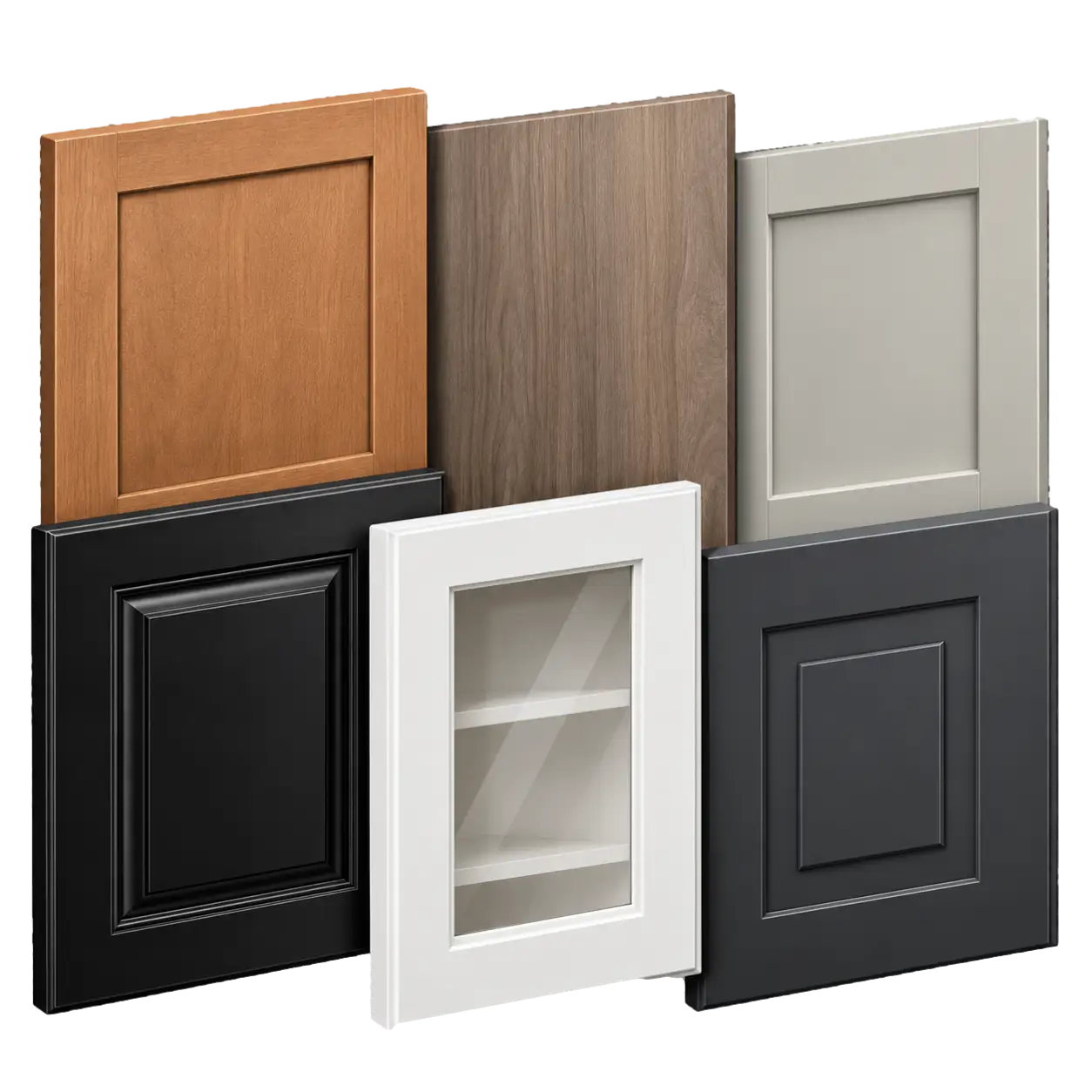 Kitchen cabinet door styles including shaker raised panel and modern profiles